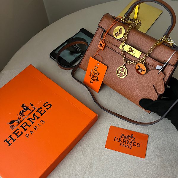 کیف هرمس عسلی مدل کلی (Hermes)