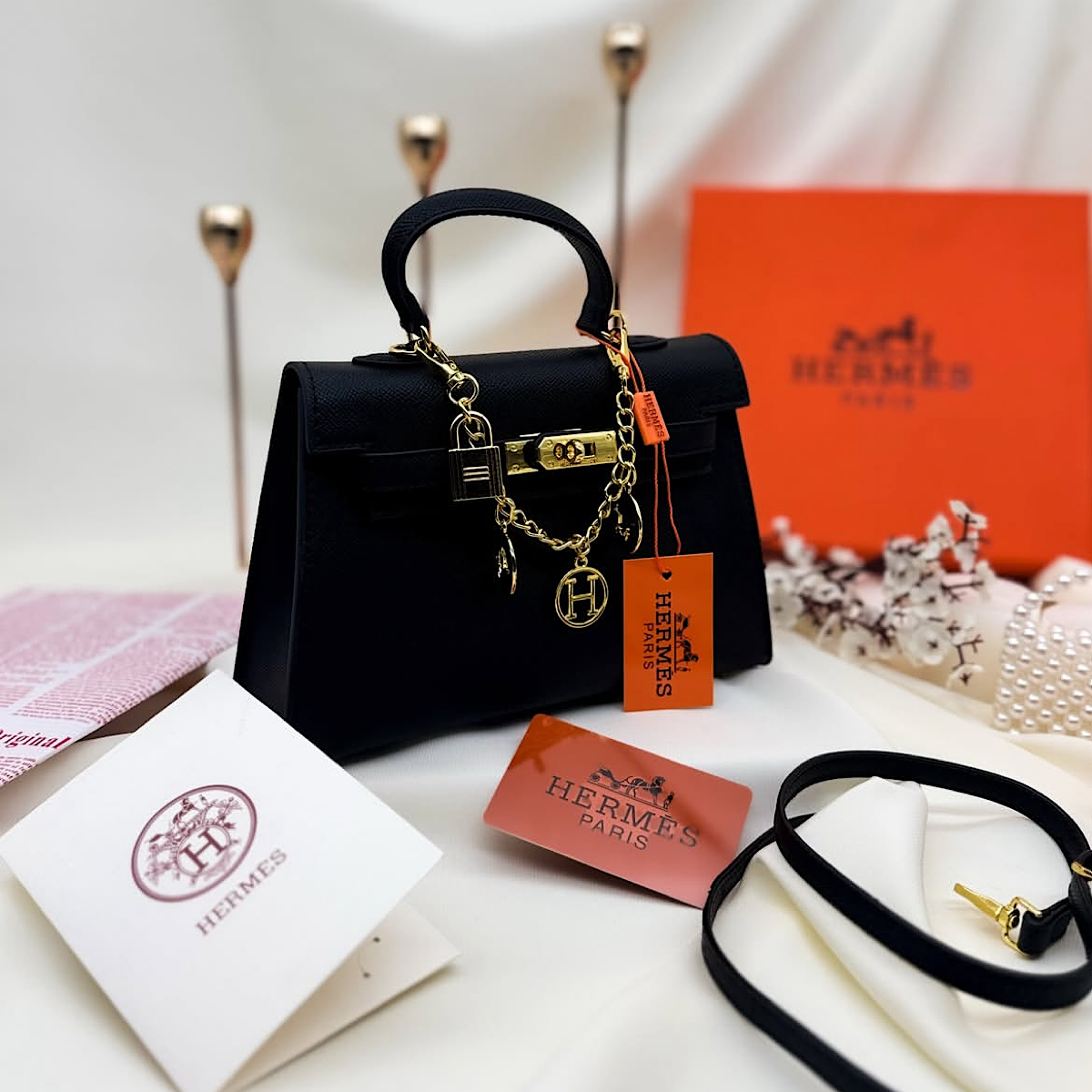 کیف هرمس مشکی مدل کلی (Hermes) - Image 2