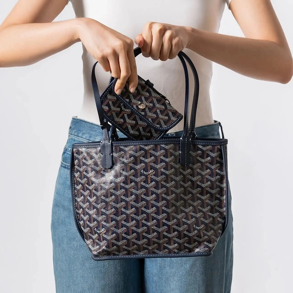 کیف گویارد Goyard Anjou Navy Tote Bag - Image 5