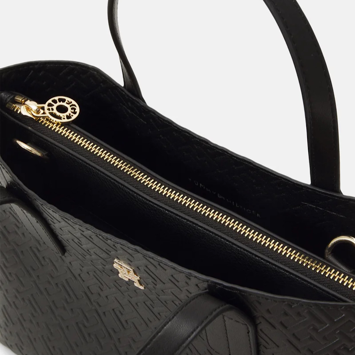 كيف تامي هيلفيگر Tommy Hilfiger Monogram Embossed Tote Black - Image 4